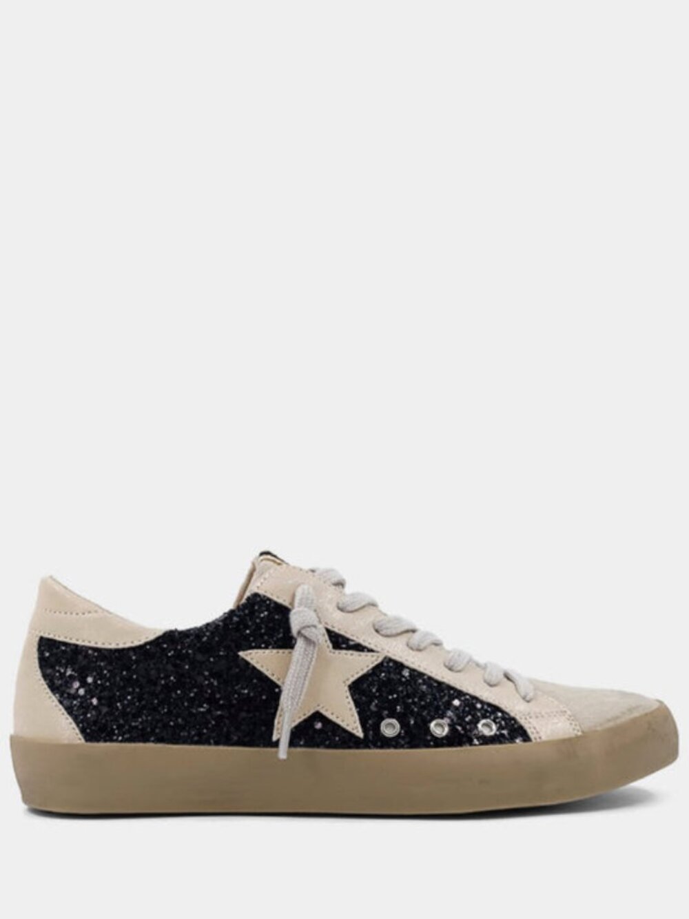 ShuShop Paula Star Sneakers Black Glitter Casual Fashion Sneaker Size 6.5